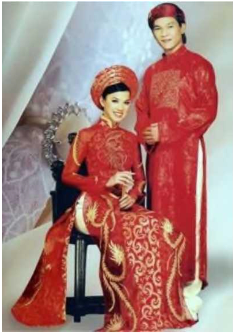 Mens Vietnamese Ao Dai Gam Khan Dong Set, Ao Dai Pants + Hat